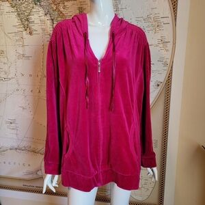 Just My Size barbie pink velour zip front hoodie with pockets beach vacation 3XG